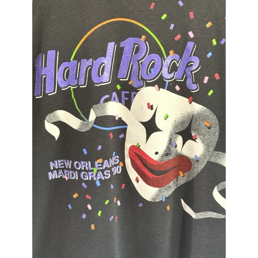VTG Hard Rock Cafe 1990 Mardi Gras New Orleans Crewneck L Fast Shipping - Picture 2 of 7